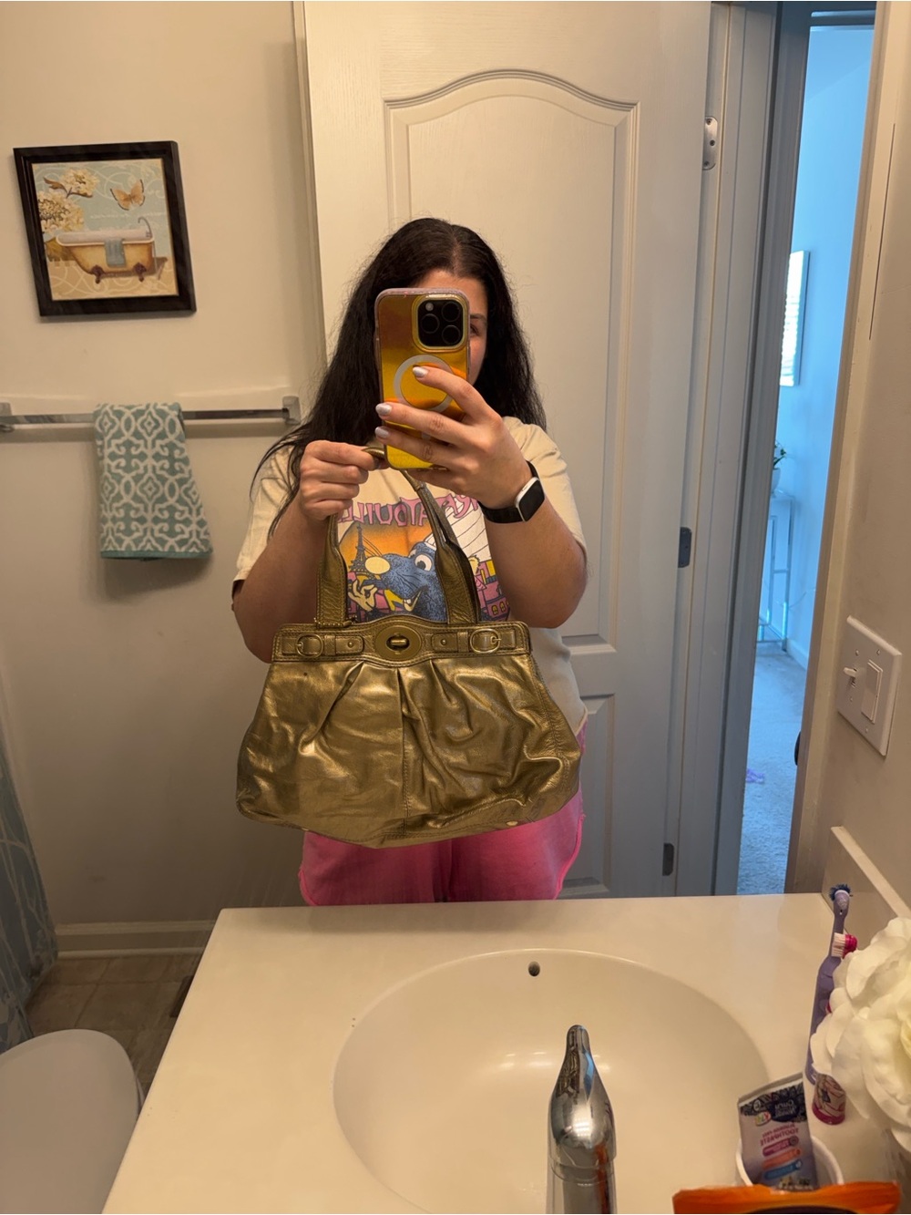 Vintage Y2K Coach Gold Patent Metallic Leather Satchel handbag Purse - Picture 9 of 9